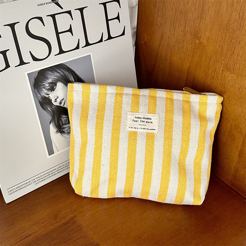 Striped Makeup Bag for Women | Cosmetic Pouch Travel Toiletry Organizer | Portable Storage Bag Gift