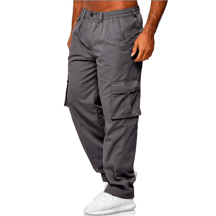 Men’s Casual Multi-Pocket Cargo Pants | Loose Straight Leg Workwear Trousers | Utility Streetwear Hiking Pants