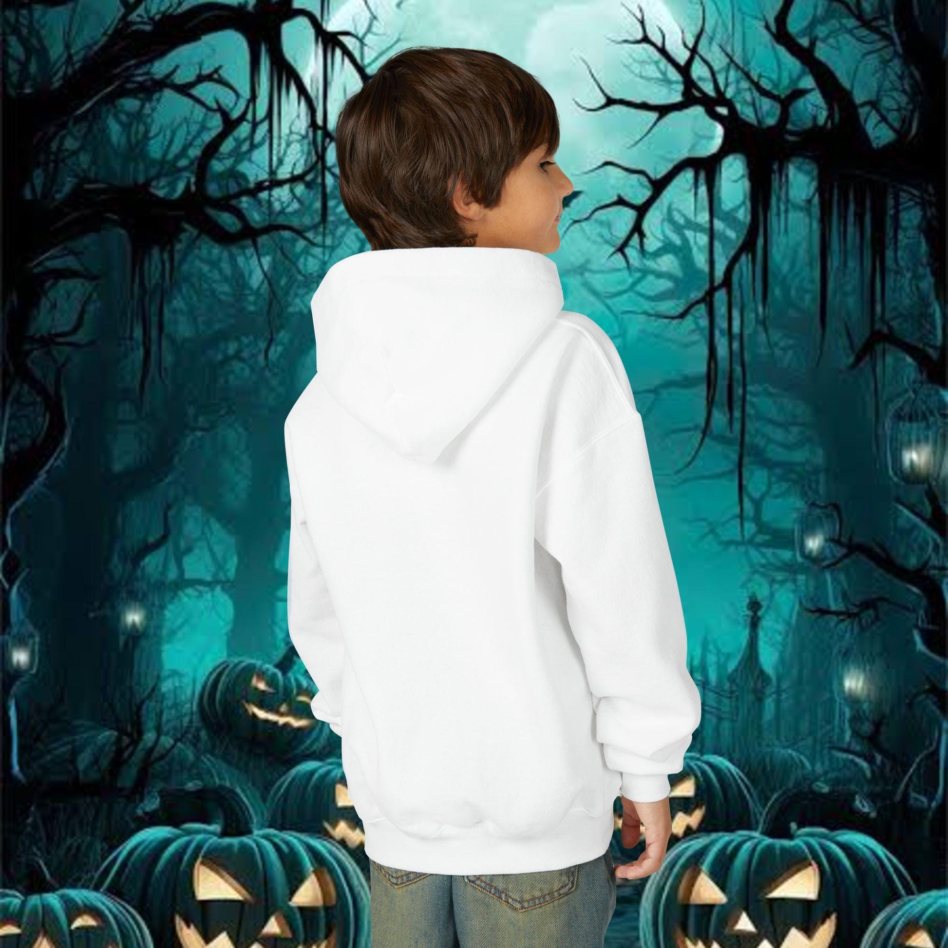 Halloween Pumpkin Youth Hoodie, Kids Cozy Sweatshirt, Seasonal Fall Apparel, Trick or Treat Outfit, Spooky Costume