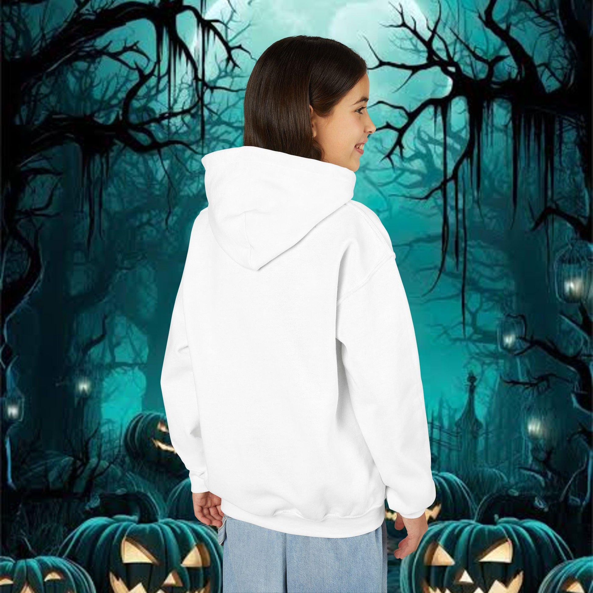 Halloween Pumpkin Youth Hoodie, Kids Cozy Sweatshirt, Seasonal Fall Apparel, Trick or Treat Outfit, Spooky Costume