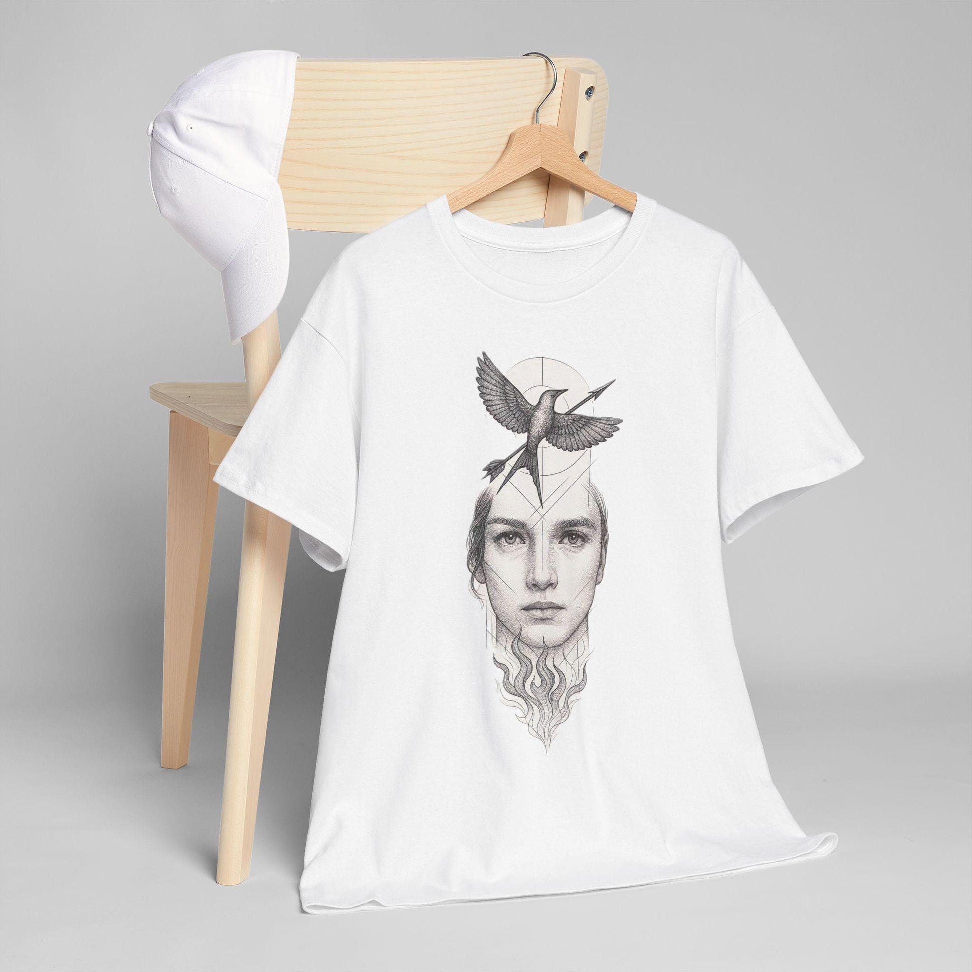 Artistic Unisex Heavy Cotton Tee - Boho Layered Portrait, Casual Wear, Gift for Art Lovers, Unique Fashion, Eco-Friendly Style