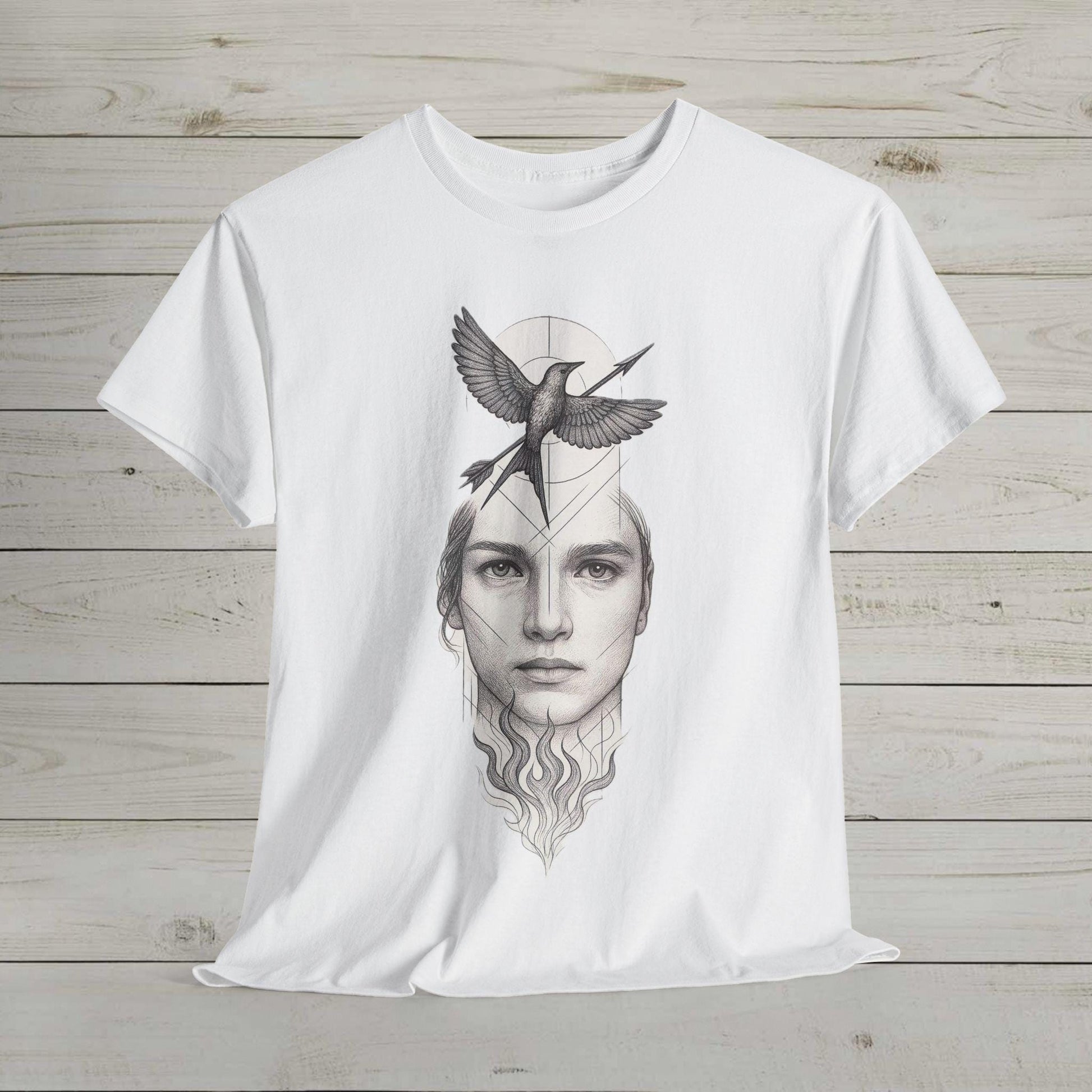 Artistic Unisex Heavy Cotton Tee - Boho Layered Portrait, Casual Wear, Gift for Art Lovers, Unique Fashion, Eco-Friendly Style