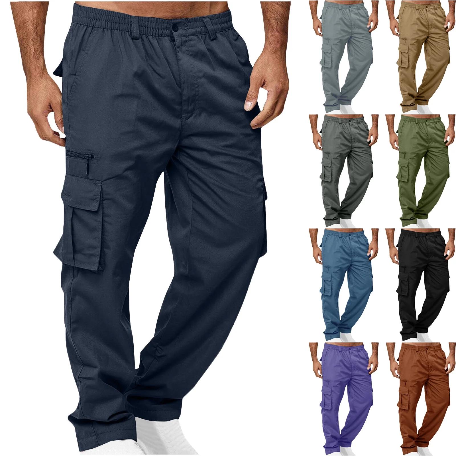 ZKCCNUK Cargo Pants for Men Solid Casual Multiple Pockets Outdoor Straight Type Fitness Pants Cargo Pants Trousers Black XL on Clearance