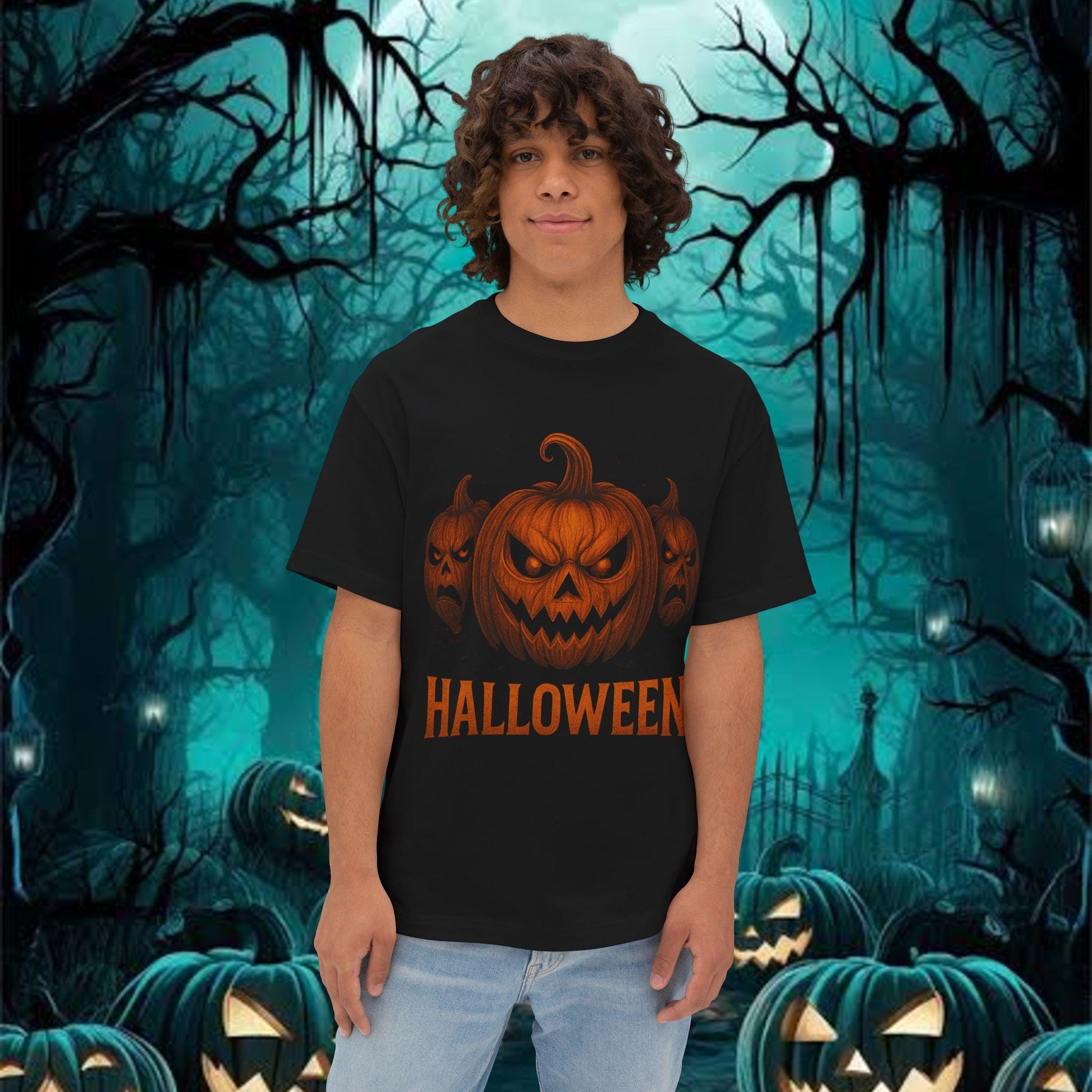 Spooky Halloween Pumpkins T-Shirt, Scary Pumpkin Face Tee, Halloween Costume Shirt, Creepy Jack O Lantern Top, Halloween Party Outfit
