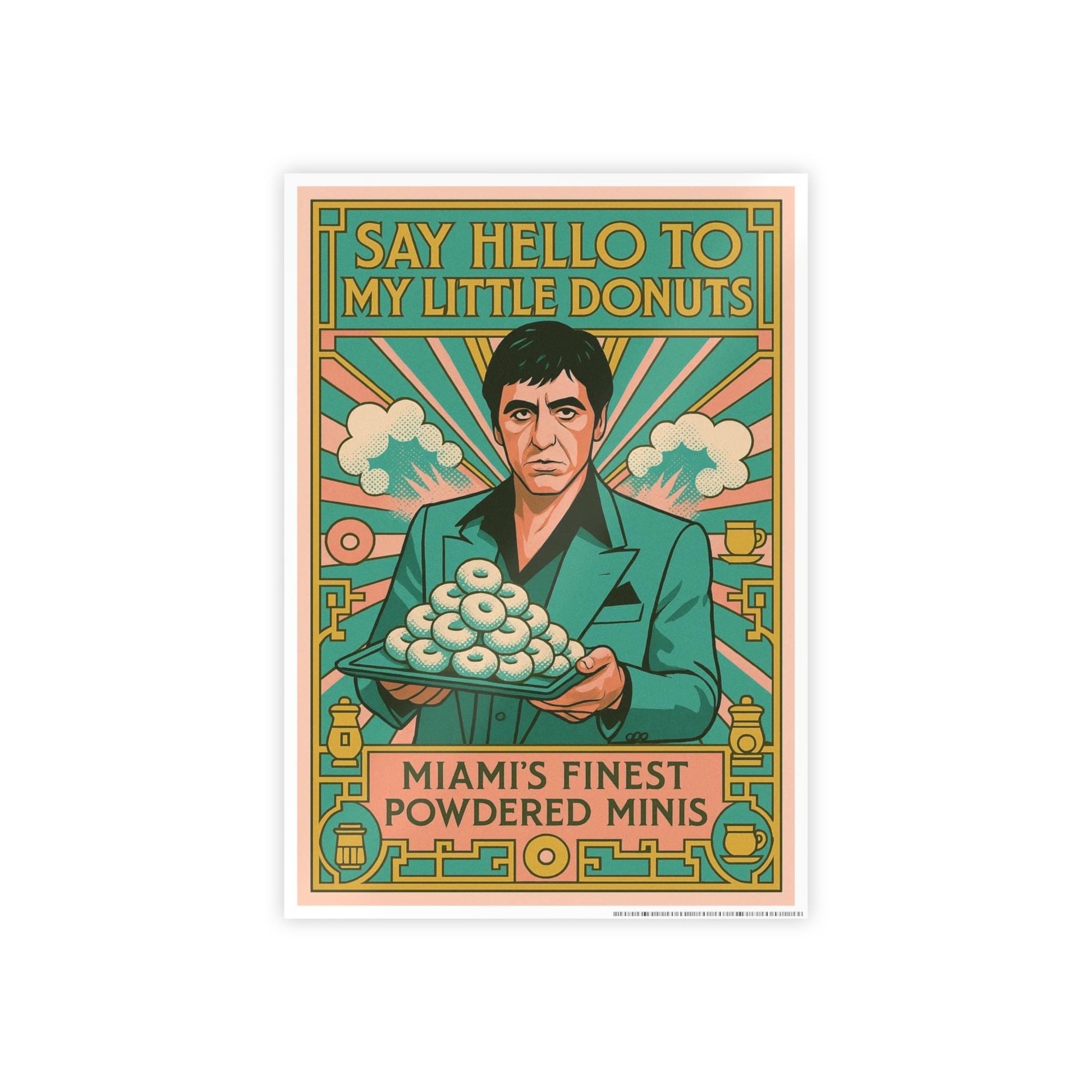 Glossy Wall Art Poster, Retro Donuts Print Decor, Unique Gift for Foodies, Vintage Kitchen Artwork, Fun Home Office Decoration