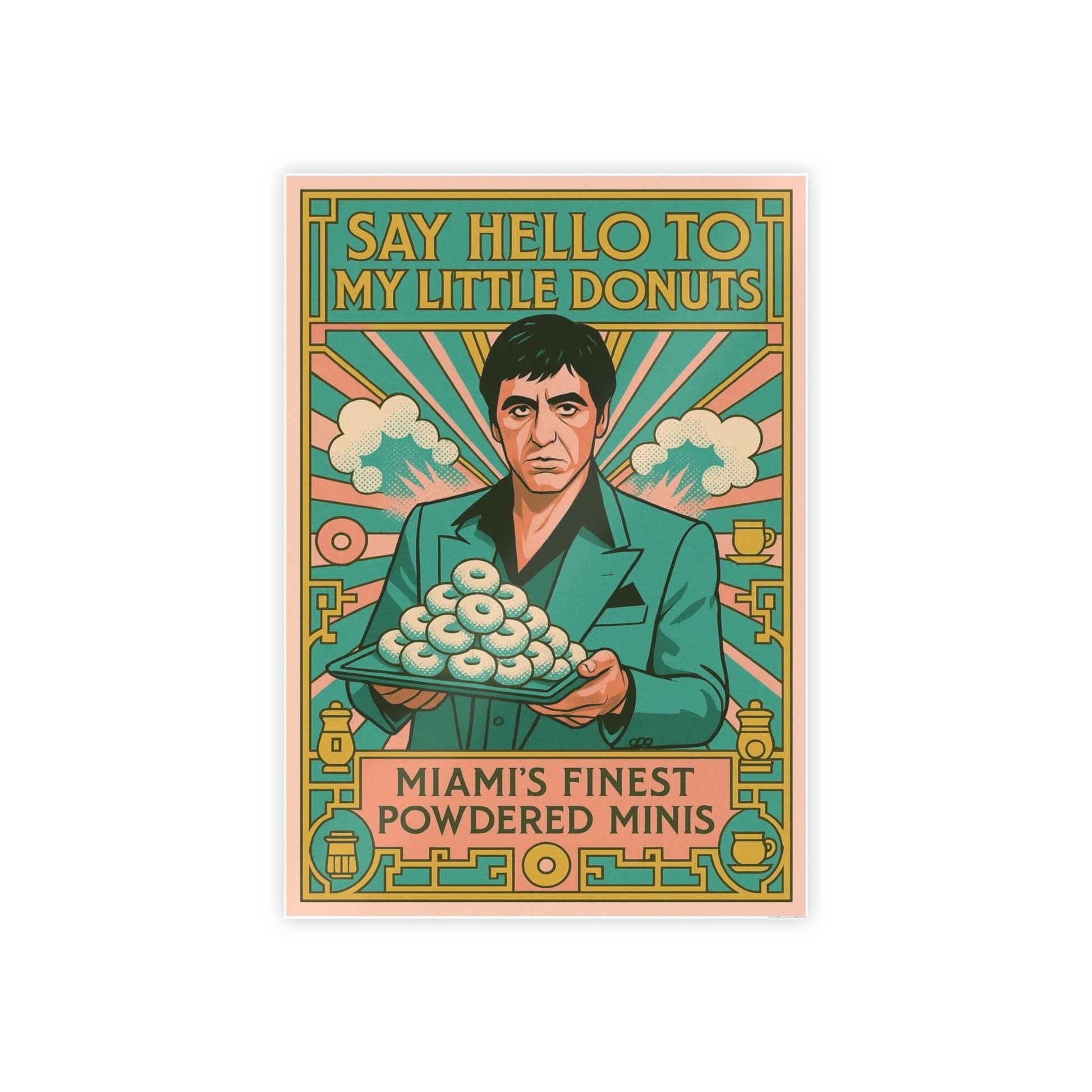 Glossy Wall Art Poster, Retro Donuts Print Decor, Unique Gift for Foodies, Vintage Kitchen Artwork, Fun Home Office Decoration