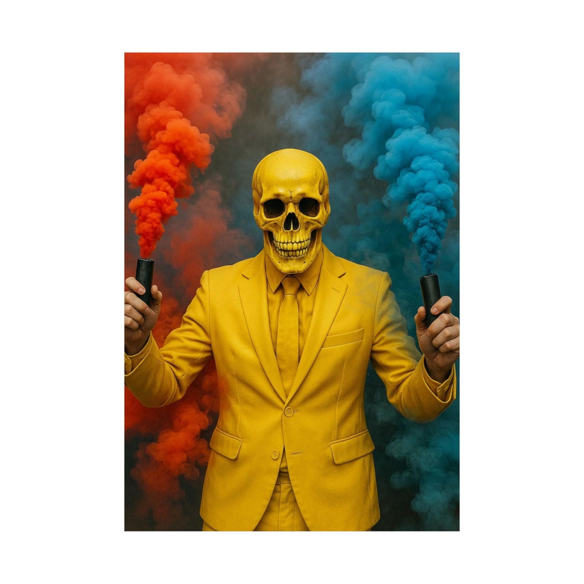 Vibrant Satin Wall Art Print, Colorful Skull Poster, Unique Home Decor, Halloween Art, Party Decoration, Edgy Wall Decor