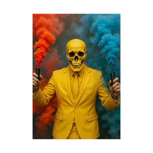 Vibrant Satin Wall Art Print, Colorful Skull Poster, Unique Home Decor, Halloween Art, Party Decoration, Edgy Wall Decor