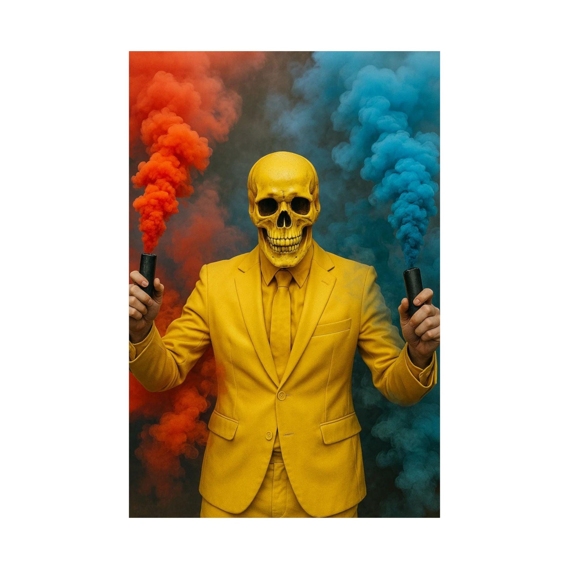 Vibrant Satin Wall Art Print, Colorful Skull Poster, Unique Home Decor, Halloween Art, Party Decoration, Edgy Wall Decor