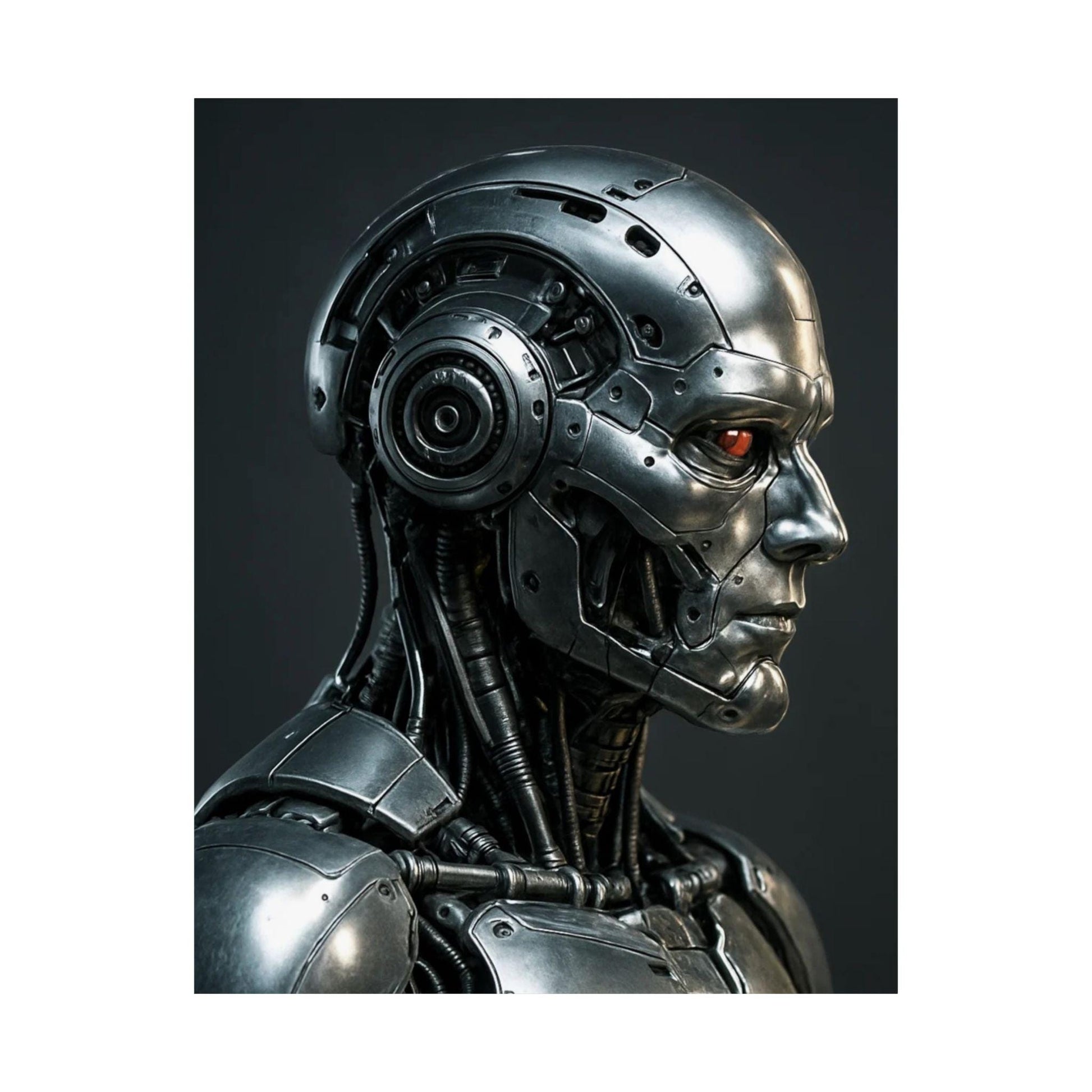 Futuristic Robot Satin Poster, Sci-Fi Wall Art, Home Decor, Gift for Tech Lovers, Cyberpunk Aesthetic, Unique Wall Art