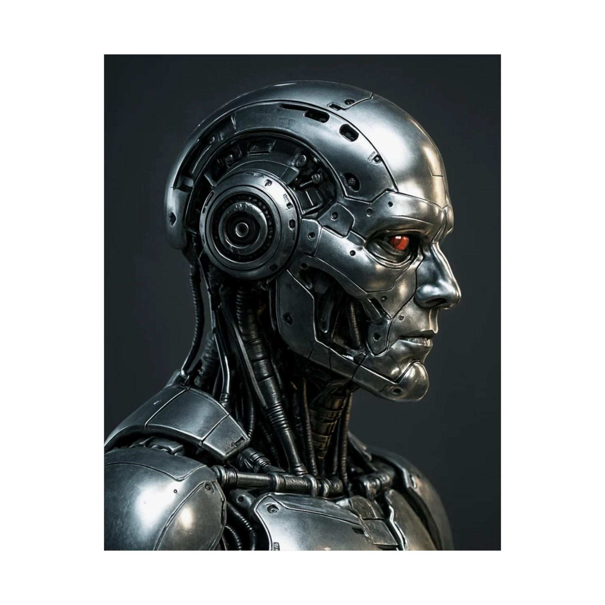 Futuristic Robot Satin Poster, Sci-Fi Wall Art, Home Decor, Gift for Tech Lovers, Cyberpunk Aesthetic, Unique Wall Art