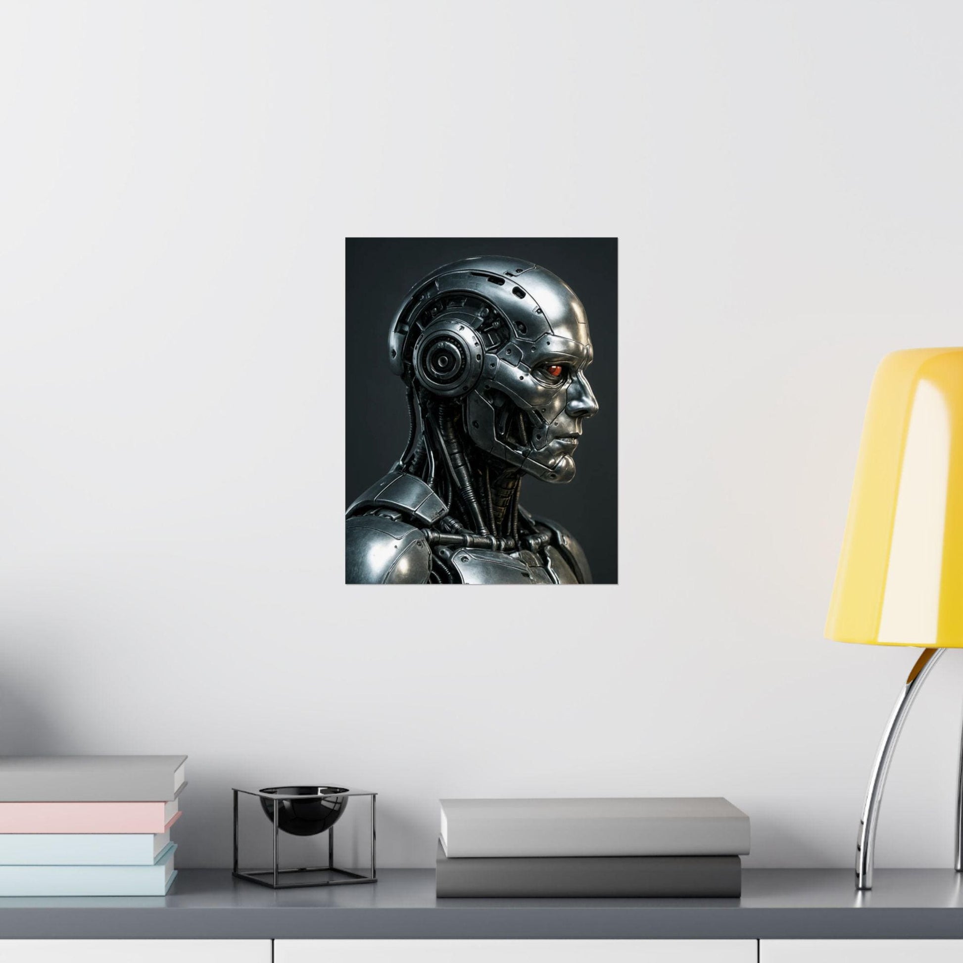 Futuristic Robot Satin Poster, Sci-Fi Wall Art, Home Decor, Gift for Tech Lovers, Cyberpunk Aesthetic, Unique Wall Art
