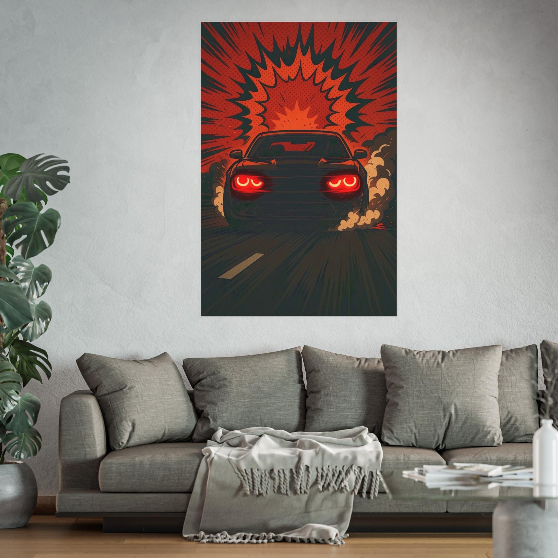Bold Automotive Explosion Poster, Car Art Print, Retro Decor, Gift for Car Lovers, Wall Art for Garage, Racing Enthusiasts