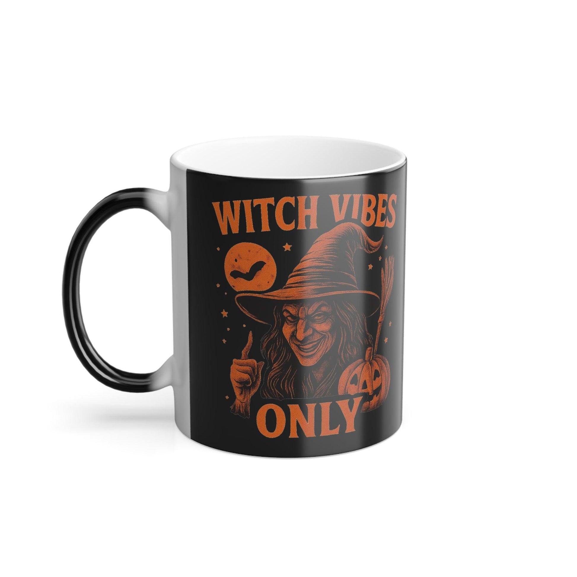 Witchy Vibes Color Morphing Mug, Halloween Gift, Cozy Coffee Cup, Spooky Decor, Unique Beverage Mug, Ceramic Witch Mug