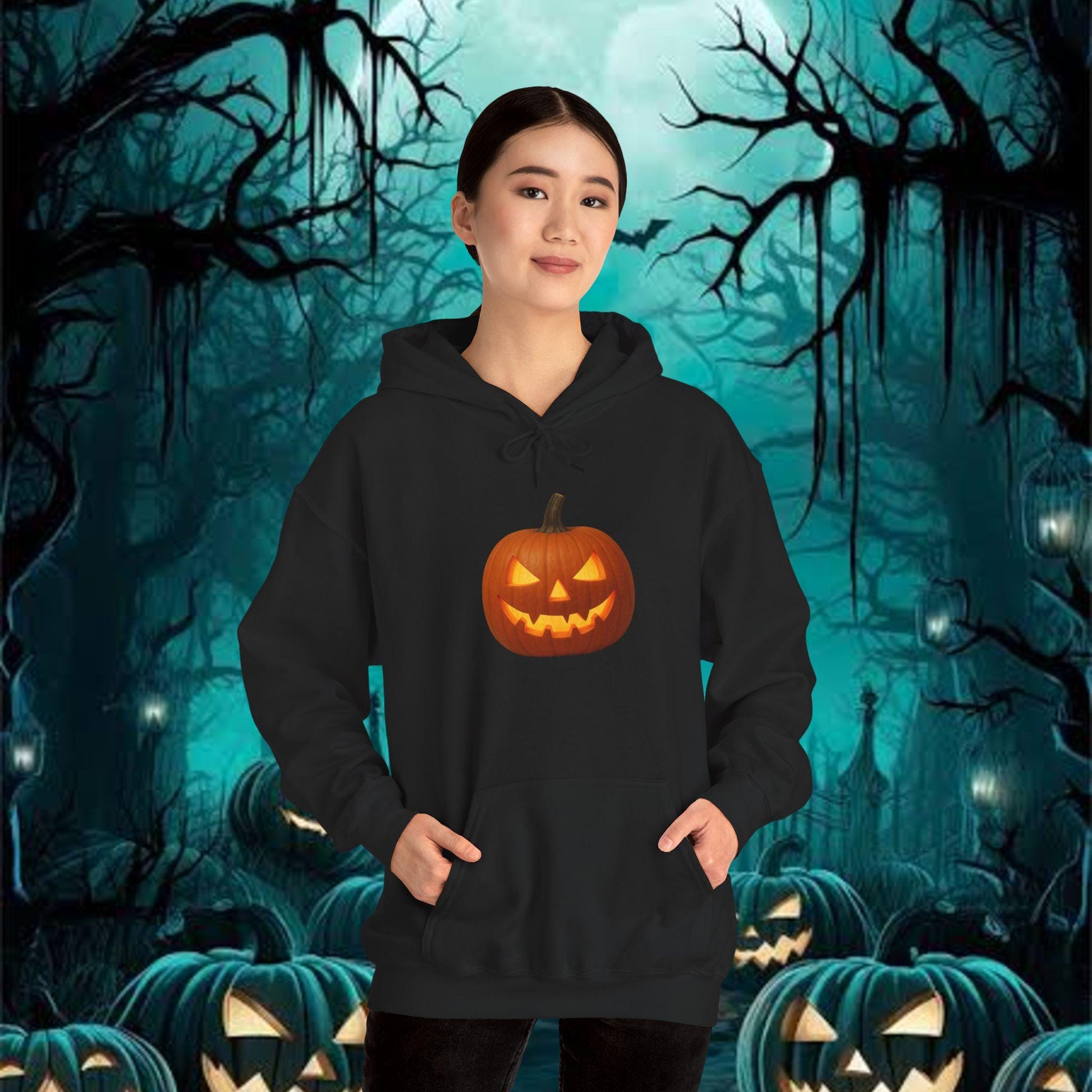 Halloween Pumpkin Hoodie, Unisex Sweatshirt, Fall Fashion, Cozy Gift, Trick or Treat Outfit, Autumn Apparel