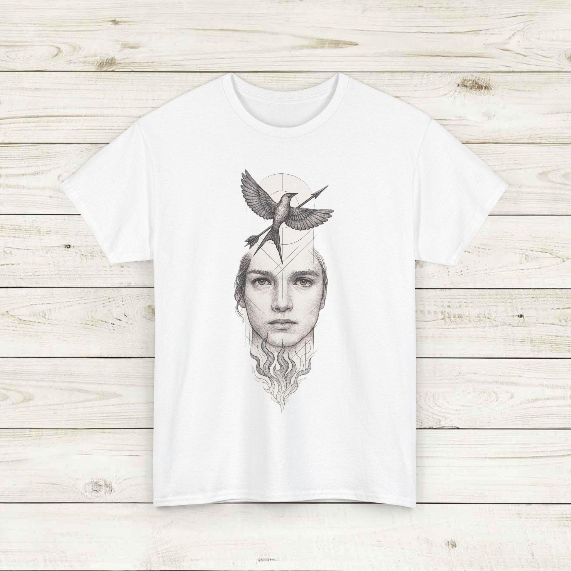 Artistic Unisex Heavy Cotton Tee - Boho Layered Portrait, Casual Wear, Gift for Art Lovers, Unique Fashion, Eco-Friendly Style