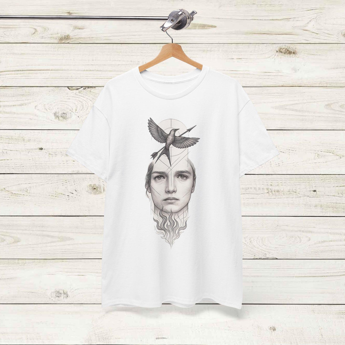 Artistic Unisex Heavy Cotton Tee - Boho Layered Portrait, Casual Wear, Gift for Art Lovers, Unique Fashion, Eco-Friendly Style