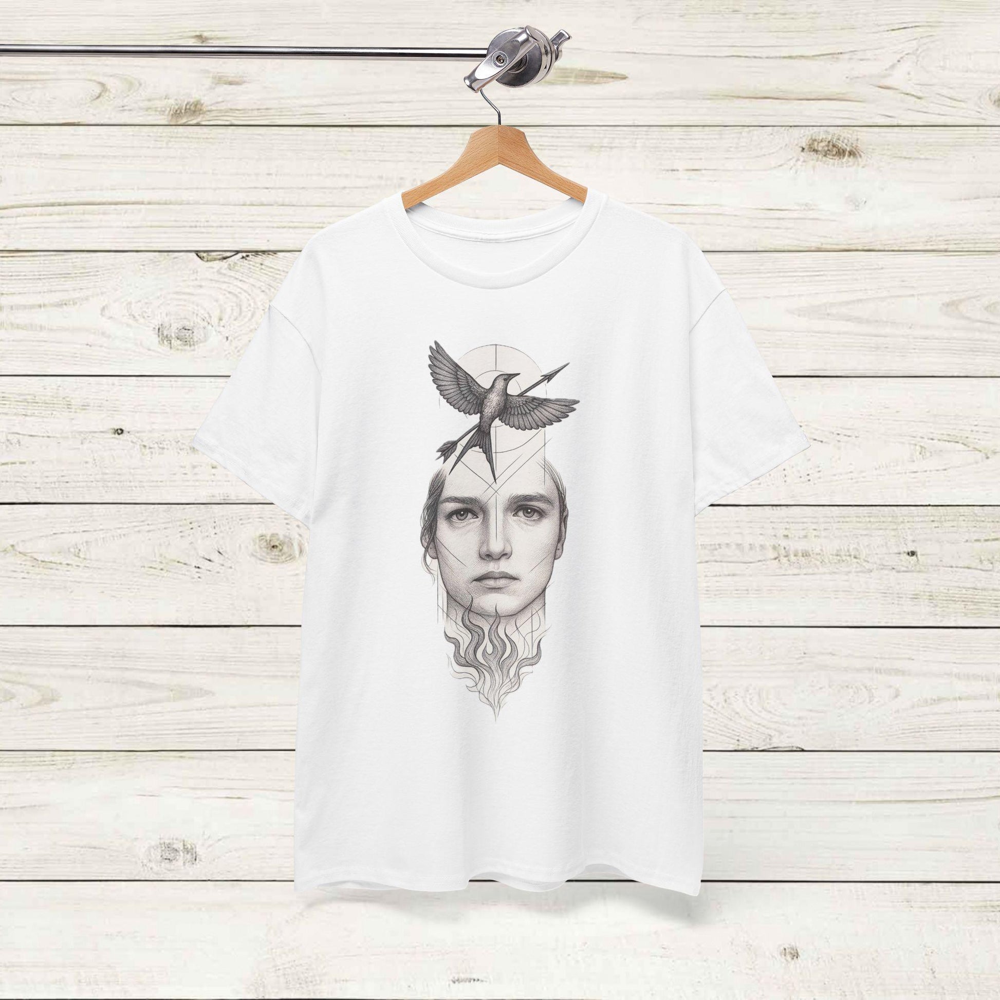Artistic Unisex Heavy Cotton Tee - Boho Layered Portrait, Casual Wear, Gift for Art Lovers, Unique Fashion, Eco-Friendly Style