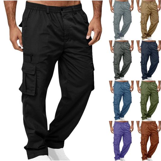 ZKCCNUK Cargo Pants for Men Solid Casual Multiple Pockets Outdoor Straight Type Fitness Pants Cargo Pants Trousers Black XL on Clearance