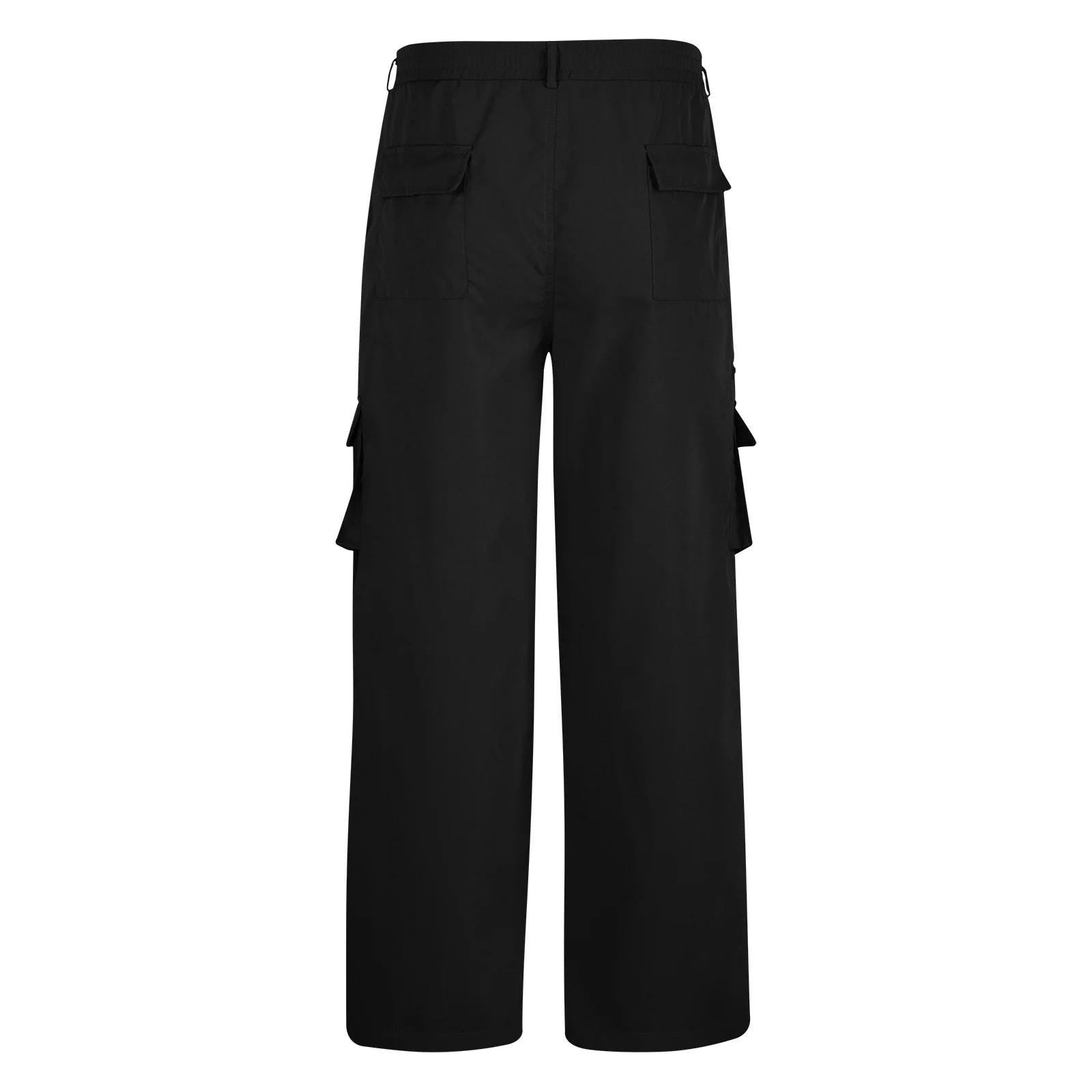 ZKCCNUK Cargo Pants for Men Solid Casual Multiple Pockets Outdoor Straight Type Fitness Pants Cargo Pants Trousers Black XL on Clearance