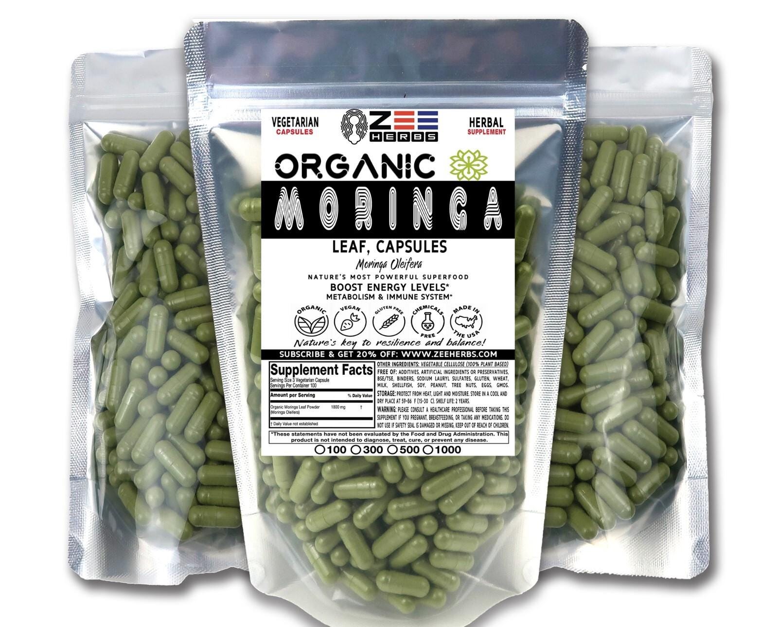 Organic Moringa Capsules - 1800Mg per Serving of Natural Pure Moringa Leaf