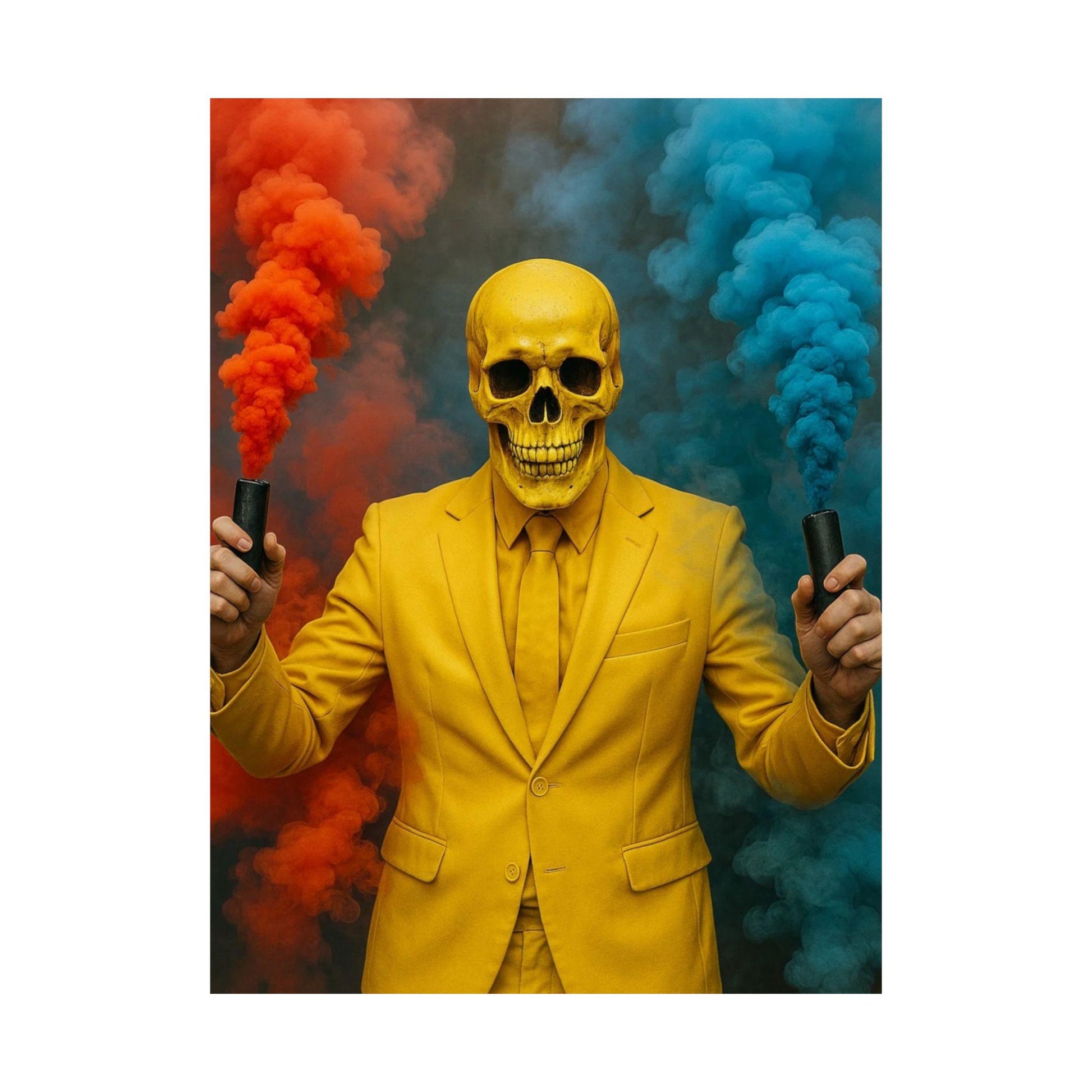 Vibrant Satin Wall Art Print, Colorful Skull Poster, Unique Home Decor, Halloween Art, Party Decoration, Edgy Wall Decor