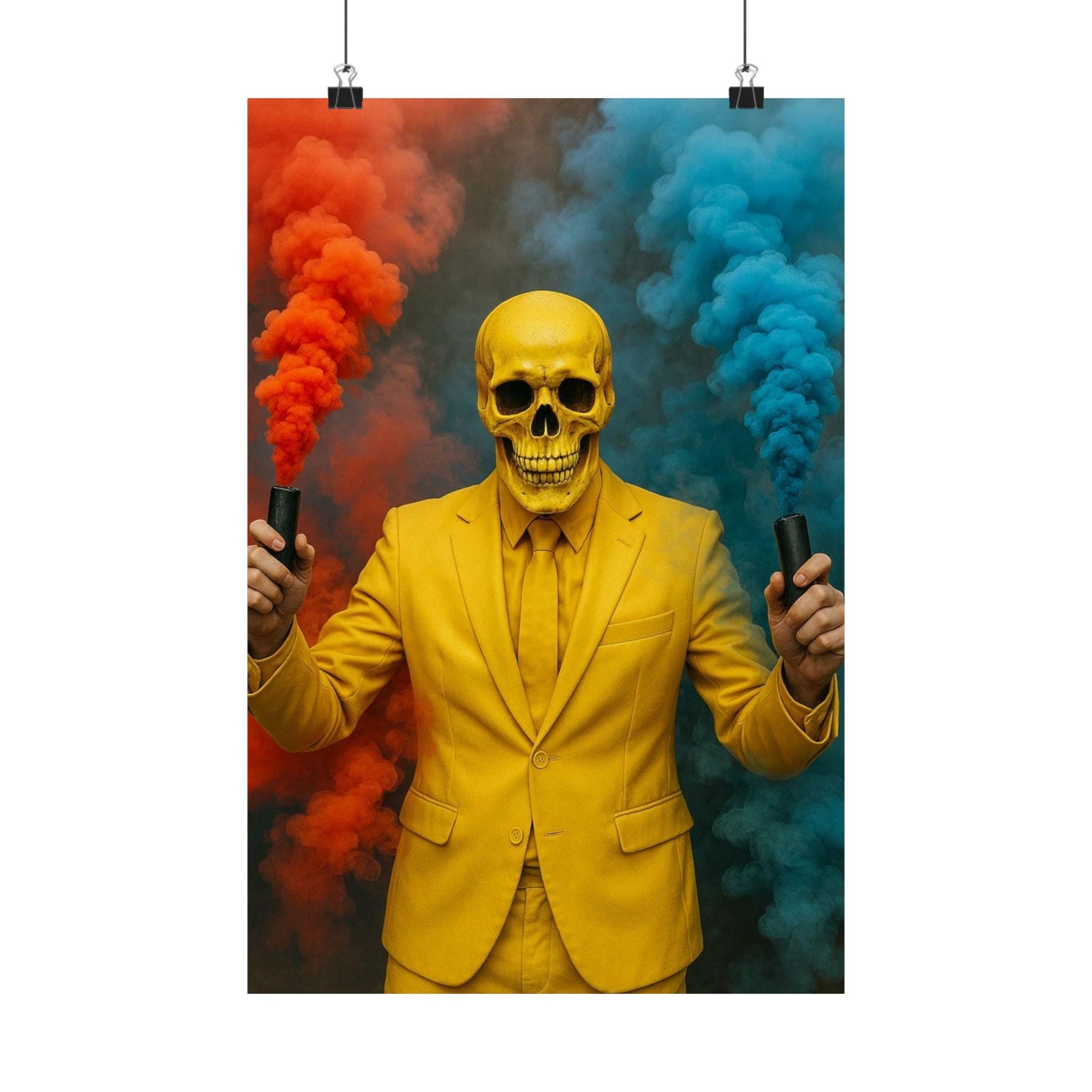 Vibrant Satin Wall Art Print, Colorful Skull Poster, Unique Home Decor, Halloween Art, Party Decoration, Edgy Wall Decor