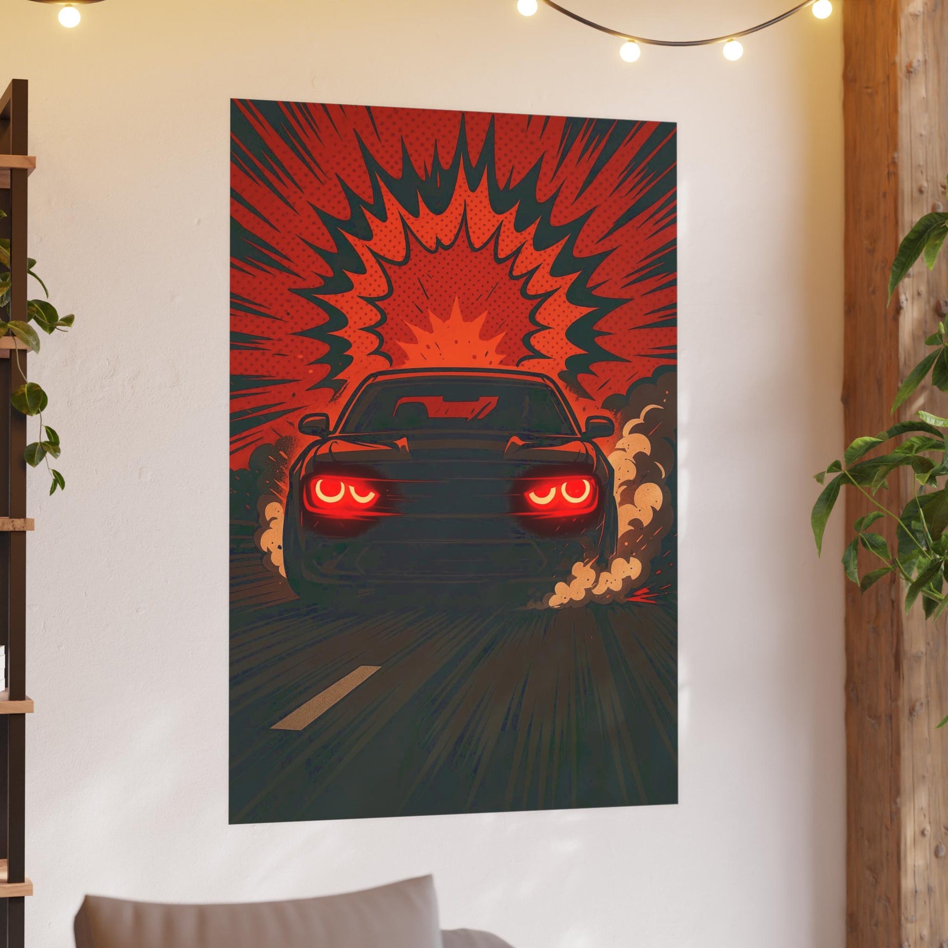 Bold Automotive Explosion Poster, Car Art Print, Retro Decor, Gift for Car Lovers, Wall Art for Garage, Racing Enthusiasts