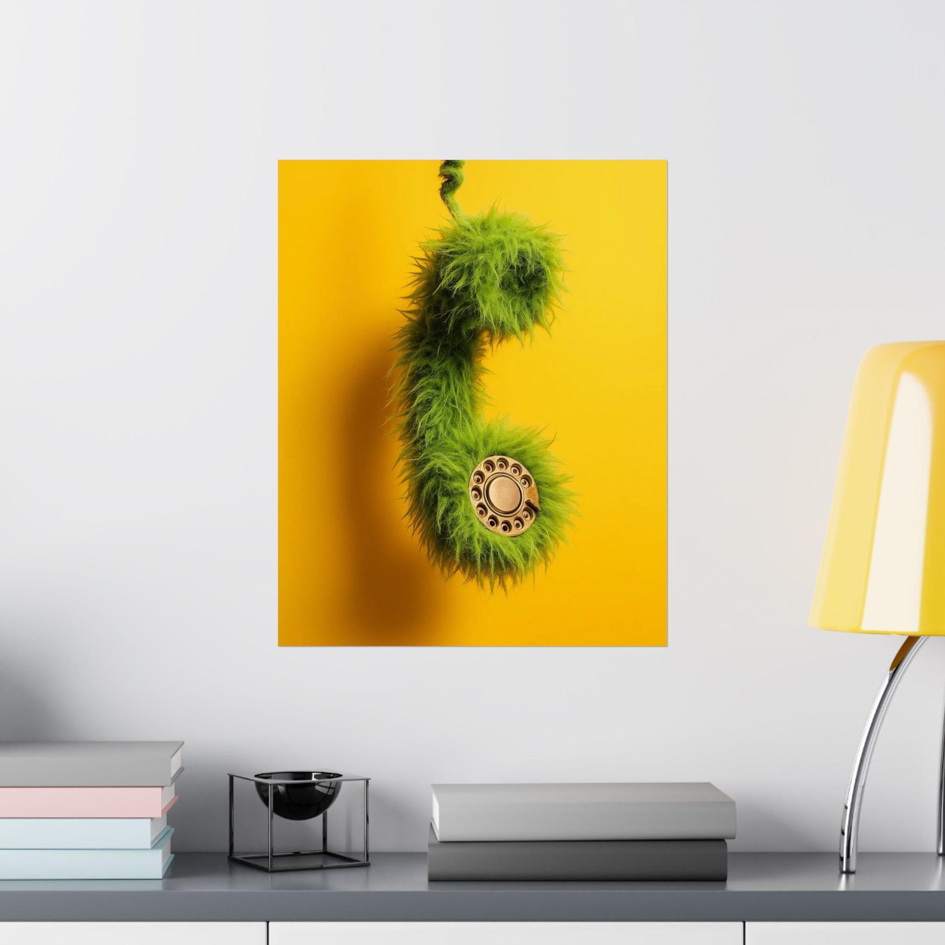 Whimsical Satin Poster with Retro Telephone Design, Fun Wall Art, Home Decor, Gift Idea, Unique Art Print