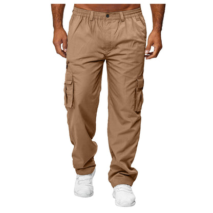 Men’s Casual Multi-Pocket Cargo Pants | Loose Straight Leg Workwear Trousers | Utility Streetwear Hiking Pants