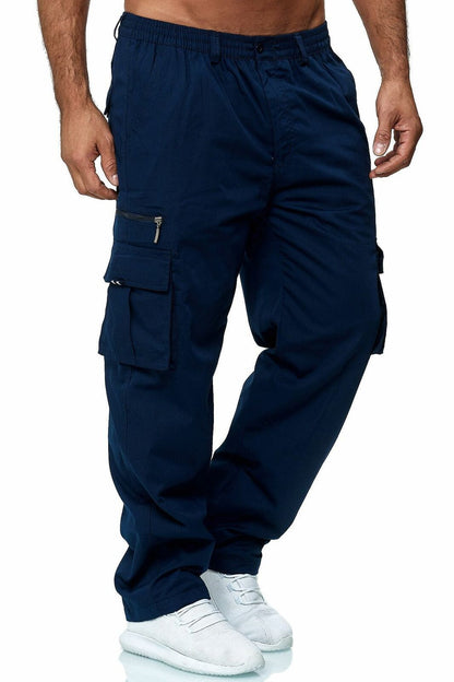 Men’s Casual Multi-Pocket Cargo Pants | Loose Straight Leg Workwear Trousers | Utility Streetwear Hiking Pants