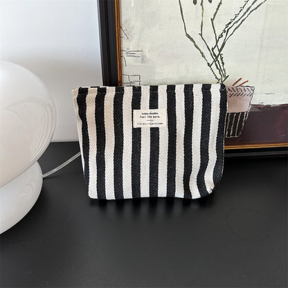 Striped Makeup Bag for Women | Cosmetic Pouch Travel Toiletry Organizer | Portable Storage Bag Gift