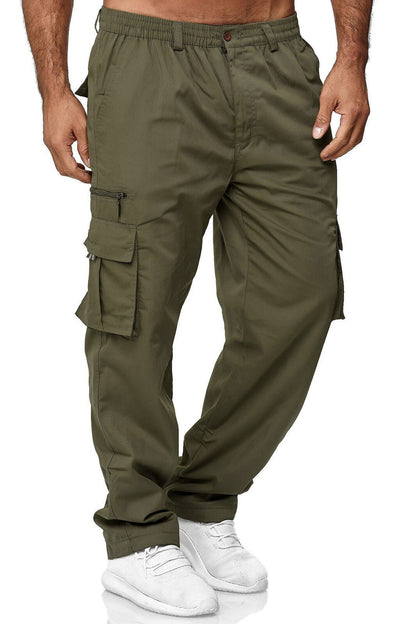 Men’s Casual Multi-Pocket Cargo Pants | Loose Straight Leg Workwear Trousers | Utility Streetwear Hiking Pants