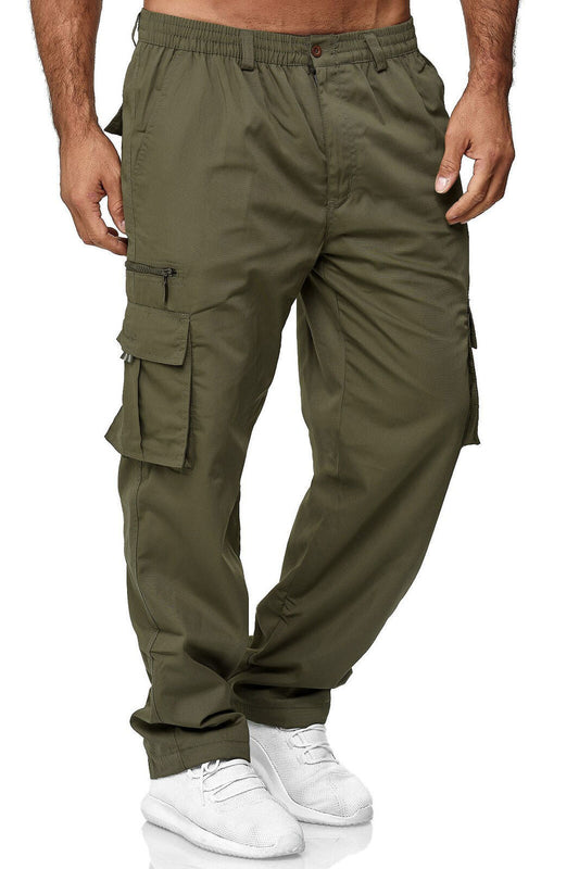 Men’s Casual Multi-Pocket Cargo Pants | Loose Straight Leg Workwear Trousers | Utility Streetwear Hiking Pants