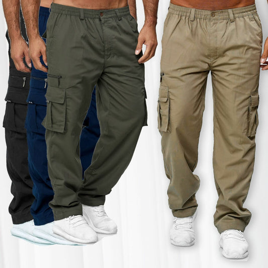 Men’s Casual Multi-Pocket Cargo Pants | Loose Straight Leg Workwear Trousers | Utility Streetwear Hiking Pants
