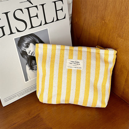 Striped Makeup Bag for Women | Cosmetic Pouch Travel Toiletry Organizer | Portable Storage Bag Gift