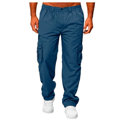 Men’s Casual Multi-Pocket Cargo Pants | Loose Straight Leg Workwear Trousers | Utility Streetwear Hiking Pants