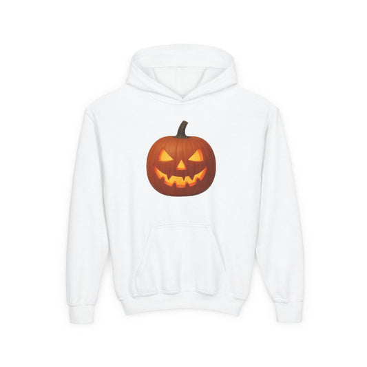 Halloween Pumpkin Youth Hoodie, Kids Cozy Sweatshirt, Seasonal Fall Apparel, Trick or Treat Outfit, Spooky Costume