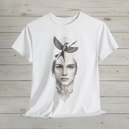 Artistic Unisex Heavy Cotton Tee - Boho Layered Portrait, Casual Wear, Gift for Art Lovers, Unique Fashion, Eco-Friendly Style