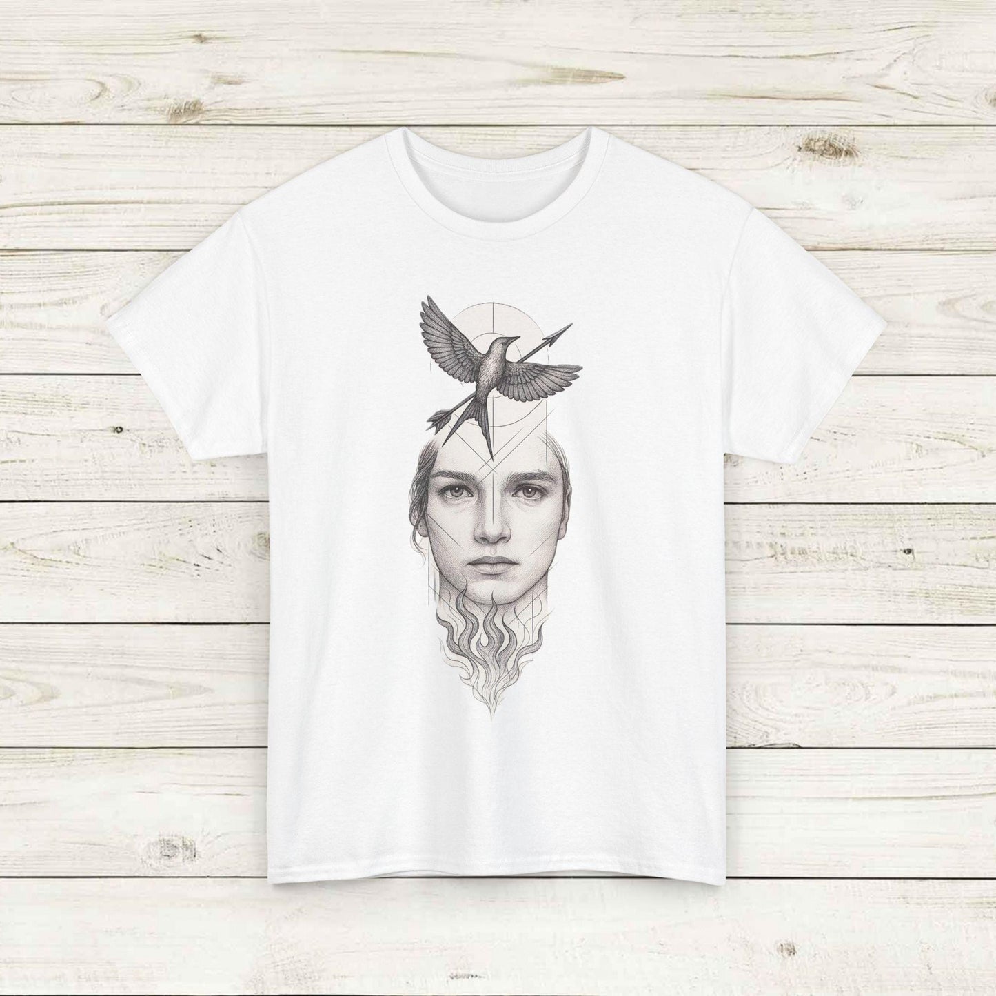 Artistic Unisex Heavy Cotton Tee - Boho Layered Portrait, Casual Wear, Gift for Art Lovers, Unique Fashion, Eco-Friendly Style