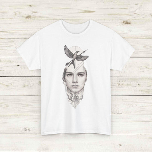 Artistic Unisex Heavy Cotton Tee - Boho Layered Portrait, Casual Wear, Gift for Art Lovers, Unique Fashion, Eco-Friendly Style