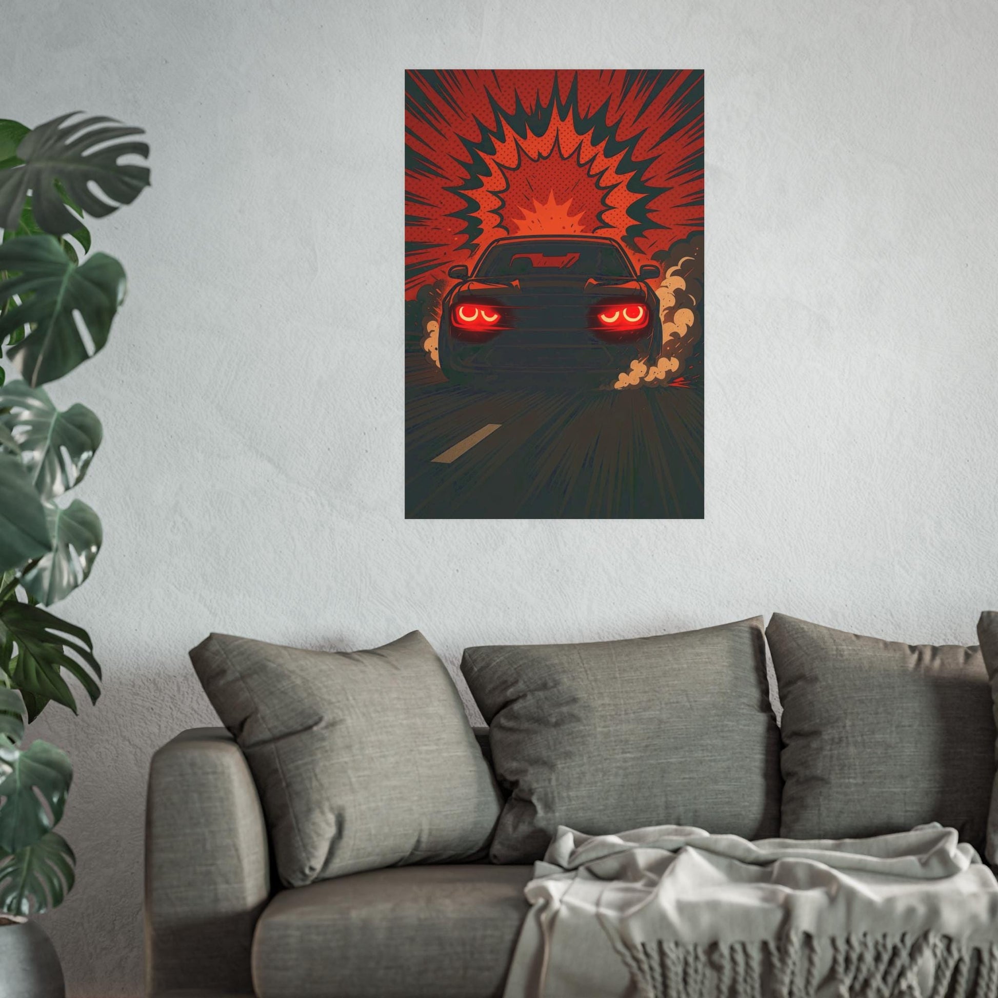 Bold Automotive Explosion Poster, Car Art Print, Retro Decor, Gift for Car Lovers, Wall Art for Garage, Racing Enthusiasts