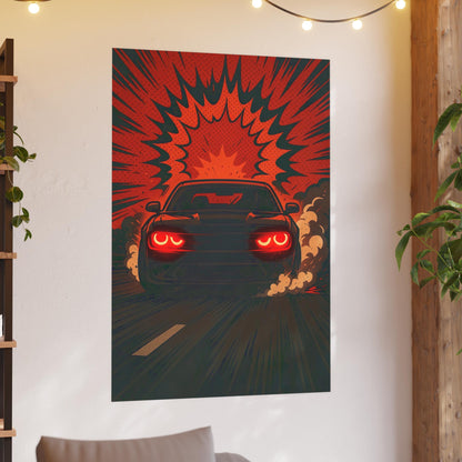 Bold Automotive Explosion Poster, Car Art Print, Retro Decor, Gift for Car Lovers, Wall Art for Garage, Racing Enthusiasts